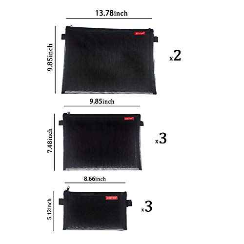 Mesh Cosmetic Bag Mesh Makeup Bag Set Nylon Bag With Zipper Toiletry Beauty Storage Bags Zipper Pouch Cosmetic Organizer Travel Accessories Kit Set Portable Storage, 8 PCS Black A