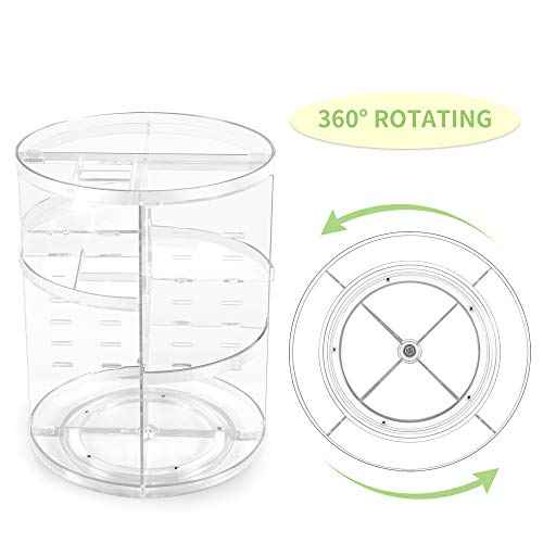 COYAHO 360 Rotating Makeup Organizer, Spinning Countertop, Cosmetic Holder Shelf, Make Up Organizers and Storage for Bedroom, Transparent