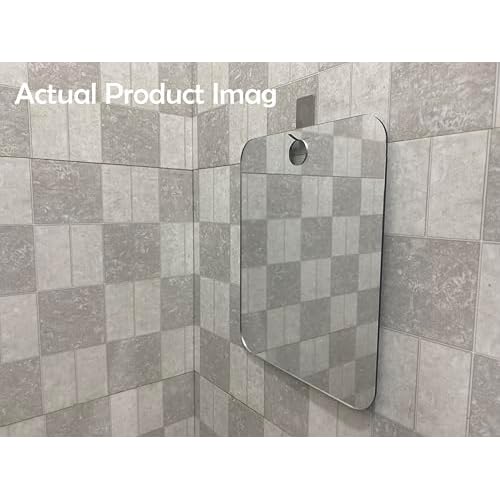 Large Shower Mirror,(Large 9.8 * 7.9in) Includes A Sticky Stainless Steel Hook, Portable Travel Makeup Mirror, Suitable for Wall Applications