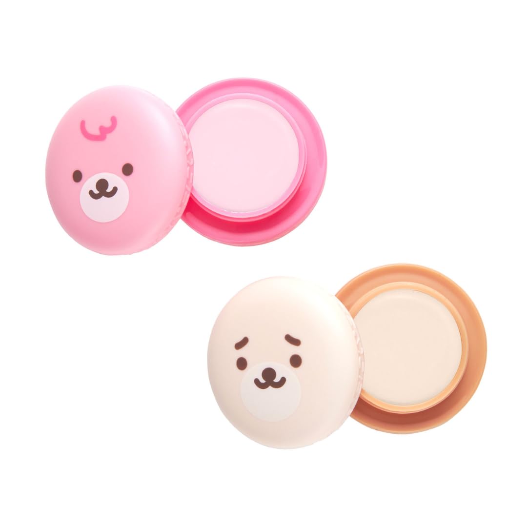 The Crème Shop Boba Bears Moisturizing Macaron Lip Balm Duo | Korean Lip Balm with Hyaluronic Acid and Murumuru Butter | Stocking Stuffers (Pack of 2)
