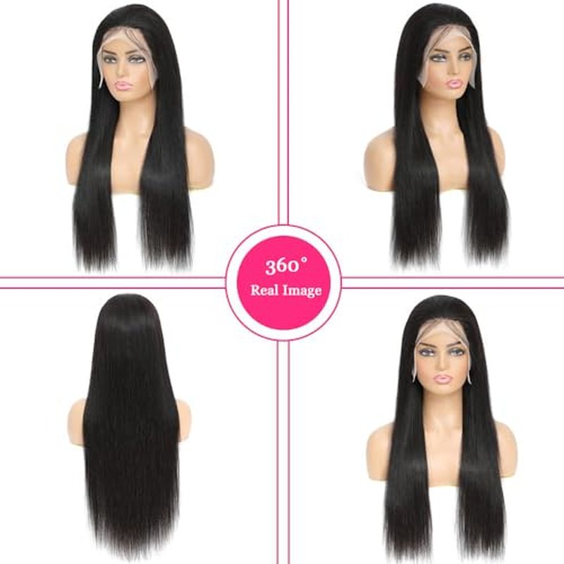 Straight Lace Front Wigs Human Hair Pre Plucked 13x4 Lace Wig Natural Color 30 Inch