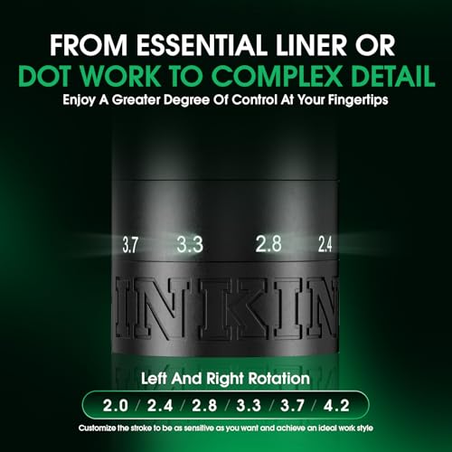 INKin Tattoo Gun Kit, Wireless Tattoo Machine with 2.0mm - 4.2mm Adjustable Stroke Length, Tattoo Machine Kit with 2Pcs Batteries 1600mah Power and Mixed Revo Tattoo Needles for Tattoo Pro