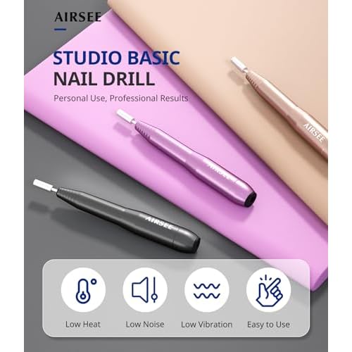 AIRSEE Studio Basic Electric Nail Drill, USB Portable Nail E File Machine for Professional Beginners, Manicure Pedicure Dremel Kit for Salon & Home Use , Purple