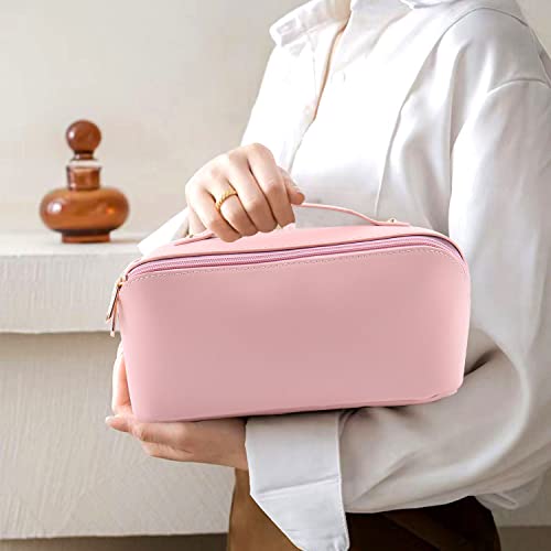 Large Capacity Cosmetic Bag, Travel Cosmetic Storage Bag with Handle, Portable Zipper Cosmetic Bag Toiletry Bag Makeup Bag Large with Compartments for Women Girls