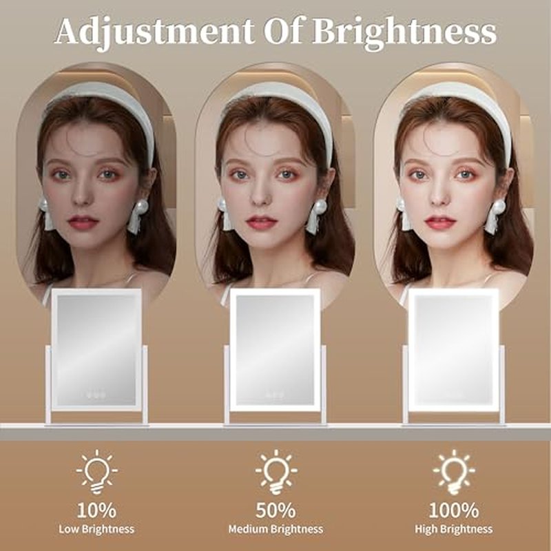 Lighted Vanity Mirror with Lights, Makeup Mirror with Light, 16.7"x 13.2",Three Color Lighting Modes and Dimmable Lighting, Smart Touch Control, 360¡ÆRotation, for Vanity Desk Tabletop,Dressing Room