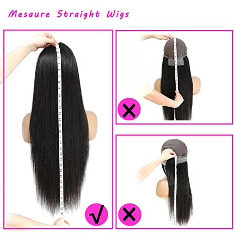 bunGiol 30 inch Lace Front Wig Straight Lace Frontal Wigs Pre Plucked with Baby Hair 180% Density 13X4 Brazilian Virgin Human Hair Wigs for Black Women Natural Black Color