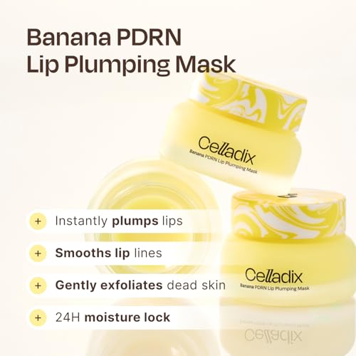 Celladix Overnight Lip Plumping Mask with Banana PDRN ? Pudding-Like Melting Balm Texture, Vanilla Scent ? Hydrating & Mild Plumping Treatment for Kissable Lips with Honey & Collagen, 0.5 Fl oz