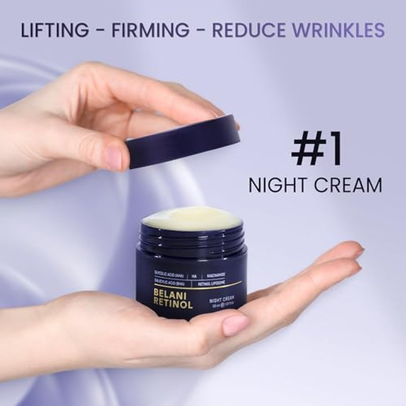 ABERA BELANI Retinol Night Cream For Women, Dark Spot Remover, Melasma Treatment, Reduce Fine Lines, Anti-Wrinkle, Anti-Aging Neck and D?collet? For Face (3 Box + Gift Eyelash Serum)