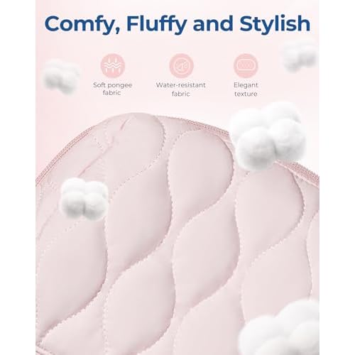 BAGSMART Makeup Bag, Travel Cosmetic Bag, Puffy Padded Make Up Bag for Women, Makeup Organizer Case, Wide-open Pouch Purse, Travel Essentials, Toiletries Accessories Brushes, Black