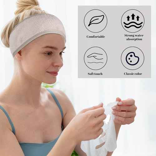 obeoby 6 Pack Spa Facial Headbands for Women, Adjustable Face Wash Headband Coral Fleece Skincare Headband for Shower Yoga Stocking Stuffers for Women Girls