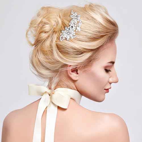 PAGOW Silver 8 Pcs Crystal Flower Hair Clips, Wedding Hair Accessories for Brides Women Girls, Rhinestone Flower Headpiece
