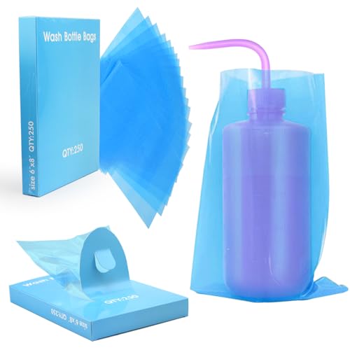 Tattoo Bottle Bags 250pcs Dental Bottle Cover Tattoo Wash Bottle Bags Squeeze Bottle Bag Sleeves Barrier for Tattoo Bottles Tattoo Supplies Tattoo Accessories (BLUE-250ML)