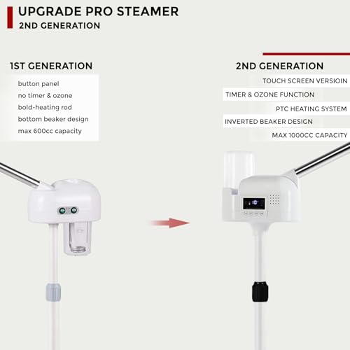 Professional Facial Steamer On Wheels for Esthetician, Touch Screen Vaporizador Facial Steamer with Hot Mist&Timer Function, Spa and Home Use