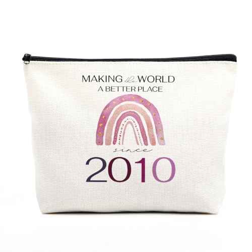 fkovcdy Sweet Gifts for Girls Birthday Decorations Makeup Bag Boho Rainbow Birthday Gifts for Girl Her Daughter Granddaughter Niece Making The World A Better Place 2010