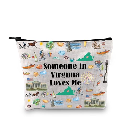 PXTIDY Virginia Travel Makeup Bag Long Distance Relationships Gift Someone In Virginia Loves Me Bag Virginia Souvenir Gift