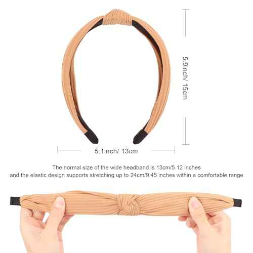 Knotted Headbands for Women Girls Non Slip Boho Wide Top Knot Turban Hairbands Fashion Ribbing Head Wraps Hair Bands Accessories