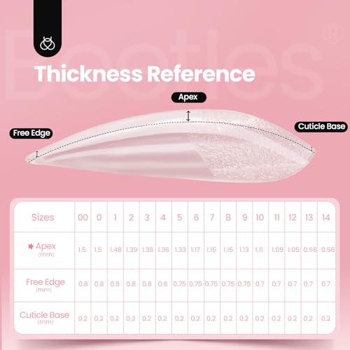 Beetles Tipex Instant Apex Nail Tips Almond Medium Acrylic Nail Tips, Pre-Etched Pre-Building Strong Thick Long Lasting,16 Sizes,192 Pieces