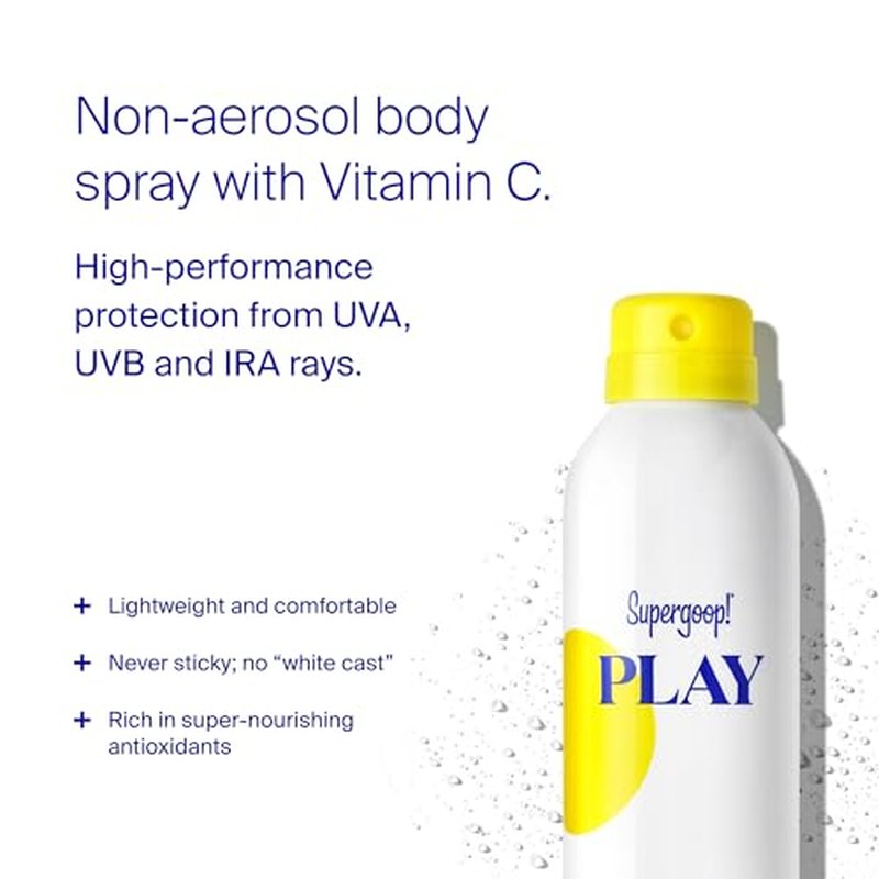 Supergoop! Unseen Sunscreen SPF 50 Invisible Sun Protection for Face (1.7 fl oz) + PLAY Antioxidant Body Mist SPF 50 (Pack of 2, 6 fl oz Each) - Broad Spectrum Body & Face Sunscreen
