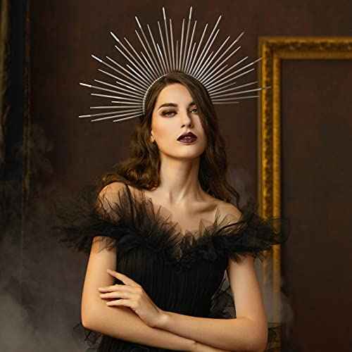 Fantherin Women's Goddess Halo Crown Headband - Zip Tie Spiked Angel Headpiece Headdress for Cosplay Halloween Costume Party