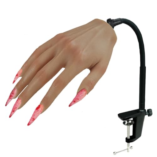 Silicone Practice Hands for Acrylic Nails Manicure Hand with Stand Bracket Nail Hand Practice Flexible Fake Mannequin Hands for Nails Art Training Tool (New 4#-Right Hand)