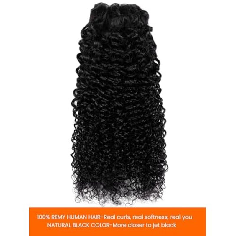 Human Hair Clip in Extensions 4.23oz 8Pcs Double Weft Kinky Curly Clip in Hair Extensions 18Inch Natural Black Soft Virgin Curly Extensions Human Hair For Black Women 120g