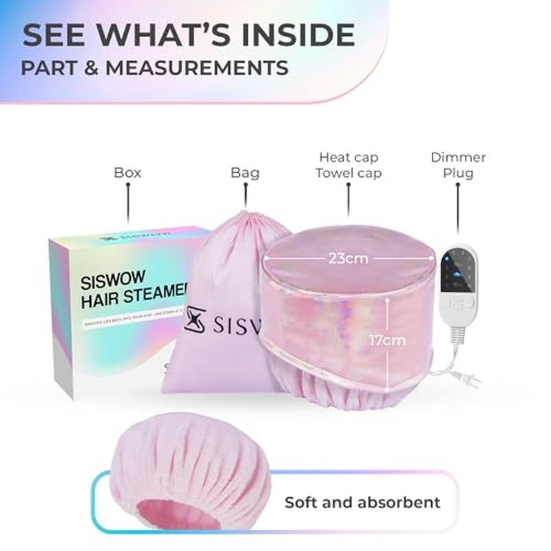 Heating Cap for Deep Conditioner w/10-level Heats Up Quickly, Hair Steamer for Natural Black Hair Home Use - Thermal Heat Cap for Treatment, Great for Deep Conditioner - Portable, Waterproof