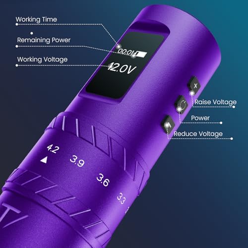 Tattoo Gun Wireless tattoo machine, 2400mAh Rotary Tattoo Machine with 7 stroke length Options, Pro Tattoo Guns with Motor Power reliable for all kinds of needles, ink (One Battery)
