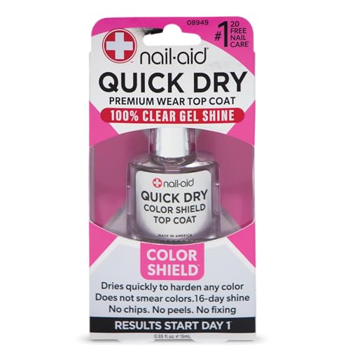 Nail-Aid Quick Dry Glass Shine Top Coat, Long Wear, Scratch Resistant Color, Clear, 0.55 Fl Oz