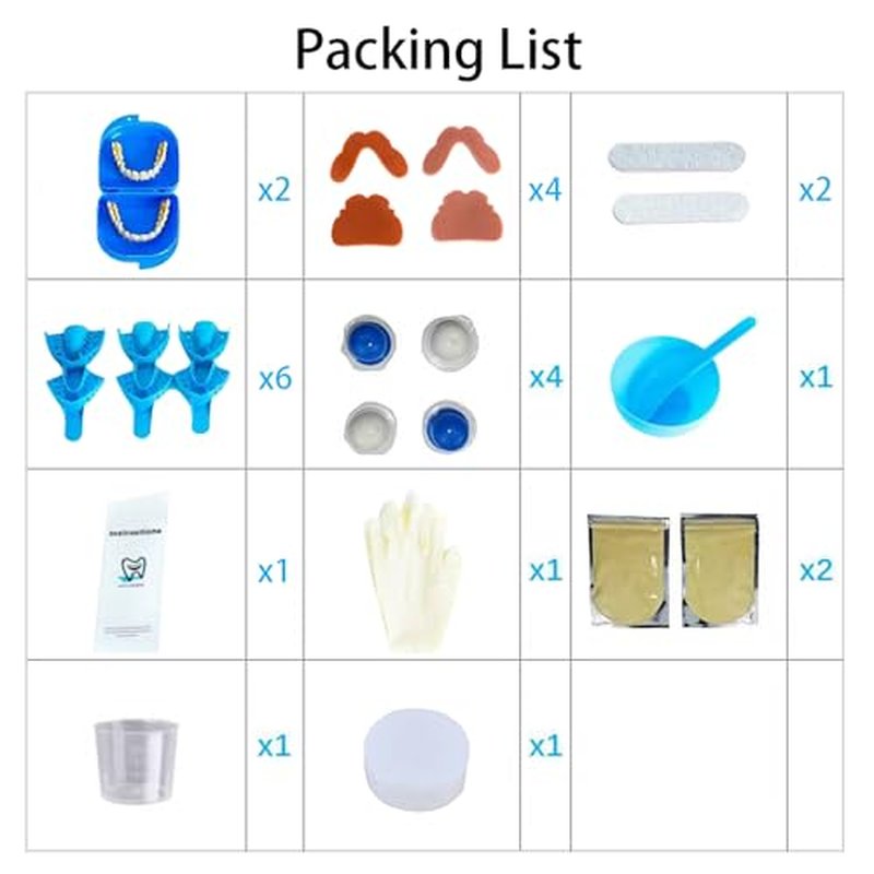 DIY Denture Kit,2 Sets (28 pcs Each) of Different Sizes of False Teeth,Multi-Color repeatable moldable Material,Complete Fake Teeth Repair Kit,Partial dentures,Upper/Lower Dentures,Denture Repair kit