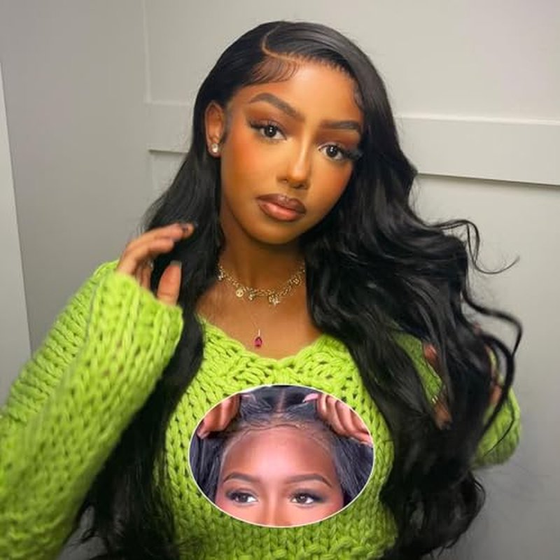 Glueless Wigs Human Hair Pre Cut Lace 8x5 HD Lace Front Wig for Beginners 180% Density Body Wave no Glueless Lace Wigs Human Hair 30 Seconds to Wear for Beginner friendly 26inch
