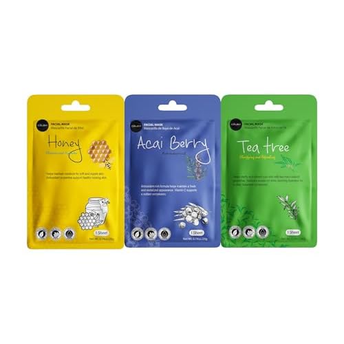 Celavi Essence Facial Sheet Face Mask Variety Set Classic Authentic Korean Moisturizing Skincare (48 Count (Pack of 1))