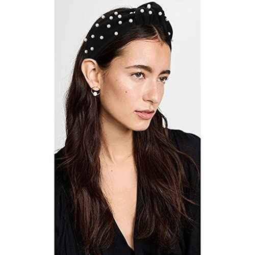 Pearl Knotted Headbands: 2Pcs Black Beaded Jeweled Embellished Hair Accessories Gift for Women