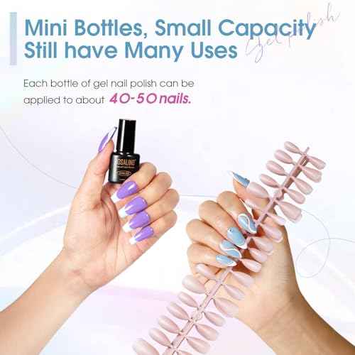 ROSALIND 42 Pcs Gel Nail Polish Set, 38 Colors All Seasons Nail Polish Set Colorful Begginer Kit with Base Coat & Glossy/Matte/Glitter Top Coat, Gel Nail Art Manicure Salon DIY Gifts