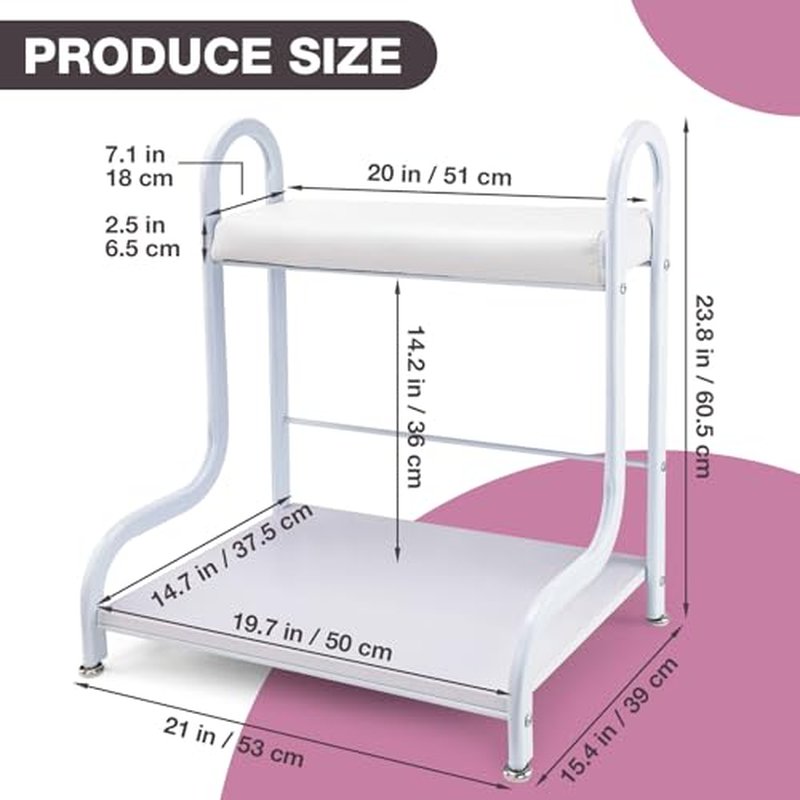Udefineit Stable Esthetician Foot Bath SPA Trolley Cart(No Wheels), Pedicure Stool with Foot Rest Stand, Foot Massage Station for Beauty Salon Nail/Home, Pedicure Manicure Massage Table Salon Supplies