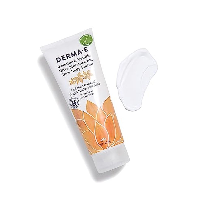 Derma E Jasmine and Vanilla Ultra Moisturizing Shea Body Lotion ? Vegan Hyaluronic Acid and Vitamin E Moisturizer for Dry Skin ? Cruelty Free Moisturizing Cream, 8 oz