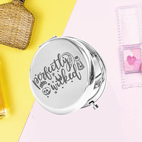 KEYCHIN Villains Movie Pocket Mirror Evil Queen Fans Gifts Perfectly Wicked Halloween Compact Mirror for Women Girl Teenagers (Perfectly Wicked Mirror-S)