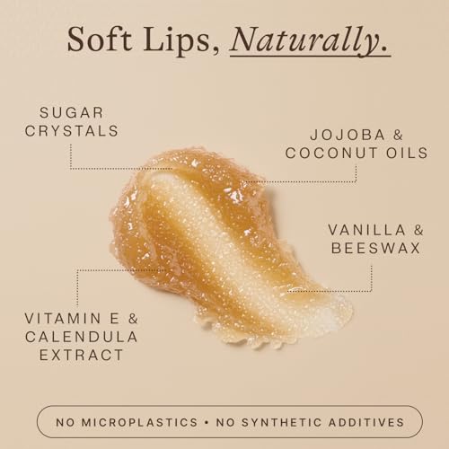 USDA Organic Lip Scrub Vanilla - USA Made with Natural Ingredients, Stocking Stuffers for Mom & Wife, Sugar Scrubber Exfoliator for Dry Lips, Small Stocking Stuffers for Women & Teenage Girls