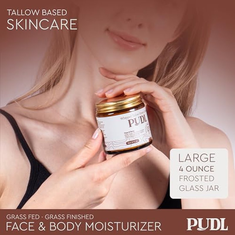 PUDL Grass Fed Beef Tallow for Skin Care with Manuka Honey, Organic Olive Oil and Jojoba Oil ? Whipped Lotion Balm Anti-Aging Moisturizer Deeply Nourishing for Sensitive Skin Face & Body