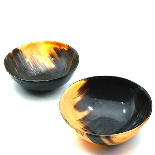 Shaving & Serving Bowl Natural Yak Horn Shaving Soap Bowl Shaving Cup for Men Real Horn Shave Bowl Lathering Up Shaving Soap Cup Bowls.Gift for Husband Boyfriend 5¡±RoundX2¡±deep