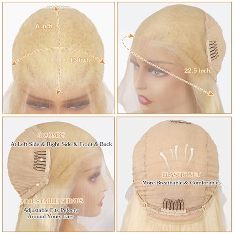 BZN 613 13x6 Lace Front Wig Human Hair 28 Inch 200 Density 613 Lace Frontal Wig Blonde Wig Human Hair Straight 613 HD Lace Frontal Wig Pre Plucked With Baby Hair