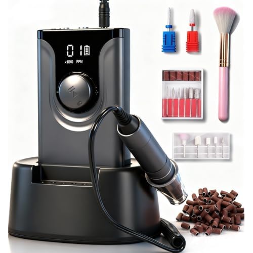 ?Lumcrissy Professional Nail Drill ,Electric Nail File Machine Nails Drill Kit ,Rechargeable Drill Bit Nail File Buffer Tools for Salon Manicure Pedicure