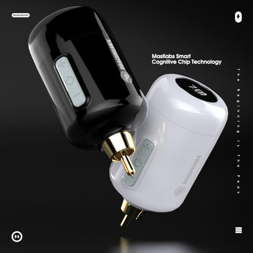 Dragonhawk B3 Tattoo Wireless Battery Power Supply, Rechargeable Cordless Tattoo Power Pack, RCA Jack 1500mAh Capacity with LED Digital Display for Tattoo Pen Gun P321