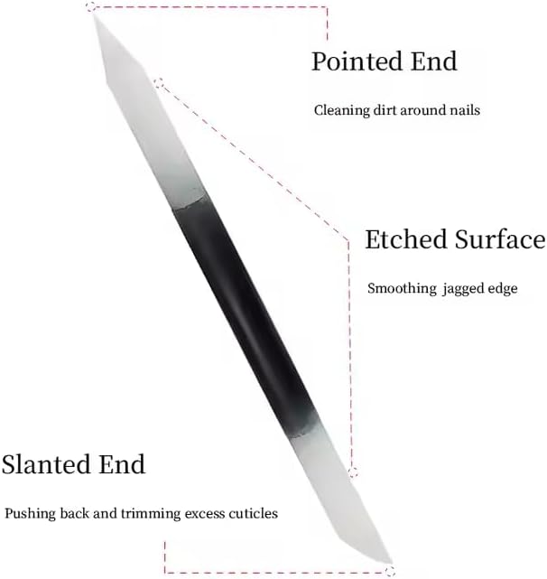 Glass Nail File Set - 3-Piece Crystal Files with Case | Includes Nail File, Cuticle Pusher & Buffer - Black Gradient