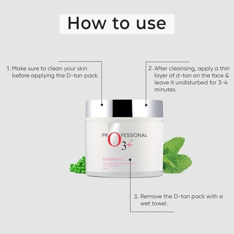 03++ D-TAN Face Pack for Tan Removal, with Lactic Acid, Pea & Mint Extract, All Skin Types, 300g