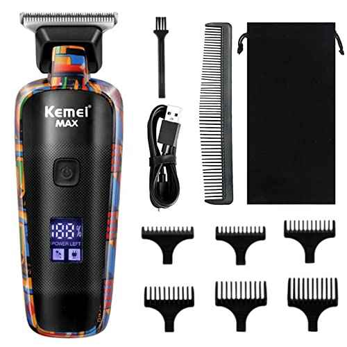 KEMEI KM-MAX5090 Professional Hair Clippers for Men Cordless, LCD Display Graffiti Clippers Barber Electric Trimmer Haircut Machine Kit, Rechargeable Beard Trimmer, Gifts for Dad Boyfriend