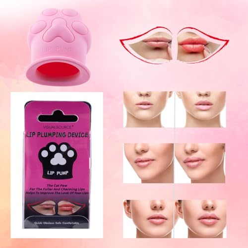 Lip Plumper Device Cute Pink Cat Paw Soft Lip Plumping Quickly Natural Pout Mouth Plumping Tool Beauty Pump Sexy Lip Bigger Mouth Lips Enhancer Lip Plumper Tool