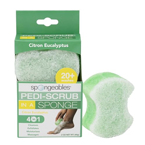 Spongables Pedi Scrub Foot Exfoliating 20+ Wash Sponge, Citron Eucalyptus, 1 Count
