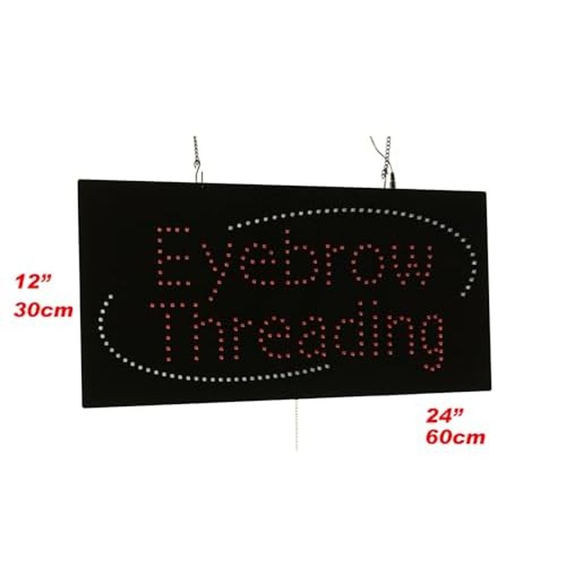 Eyebrow Threading Sign, 24"x12", 60x30cm, TOPKING, LED, Neon, Florescent, Signage, Signboard, Display, Billboard, Screen, Grand Opening, Gift