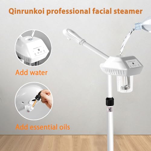 Professional Facial Steamer, Stand Ozone Face Steamer on Wheels, Adjustable Height and Angle,Estheticians Steamer More Steam,Hot Mist Facial Humidifier Atomizer for Spa Beauty, Home Use