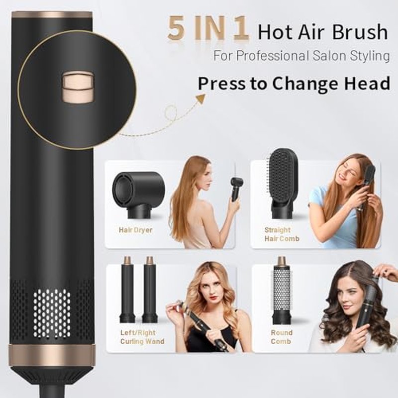 Blow Dryer Brush 5 in 1: Ionic Hot Air Styler Hair Dryer Brush Blow Dryer Set for Curling Volumizing Straightening Styling